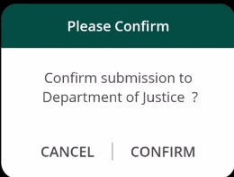 An image showing the submission confirmation screen on the Android app