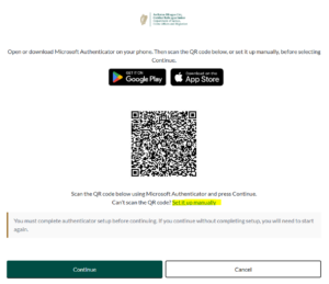 Tela com código QR para baixar o aplicativo Microsoft Authenticator