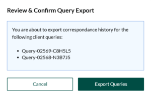 Captura de tela da tela “Revisar e confirmar o resumo da exportação”