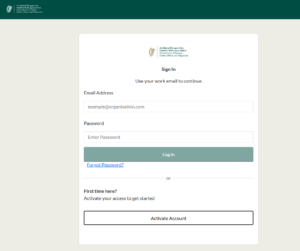 Tela de login para iniciar o processo de cadastro da organização