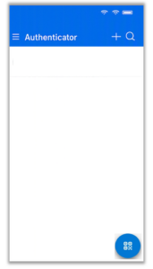 An image of the Microsoft authenticator app showing the QR scan icon